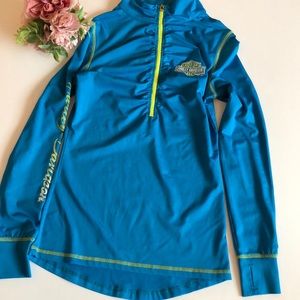 Harley-Davidson Quarter Zip Aqua Athletic Top Small Jamestown ND
